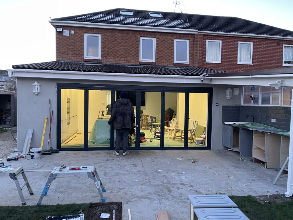 House extension project in progress, adding extra living space in Bristol. House extension project in progress, adding extra living space in Bristol.
