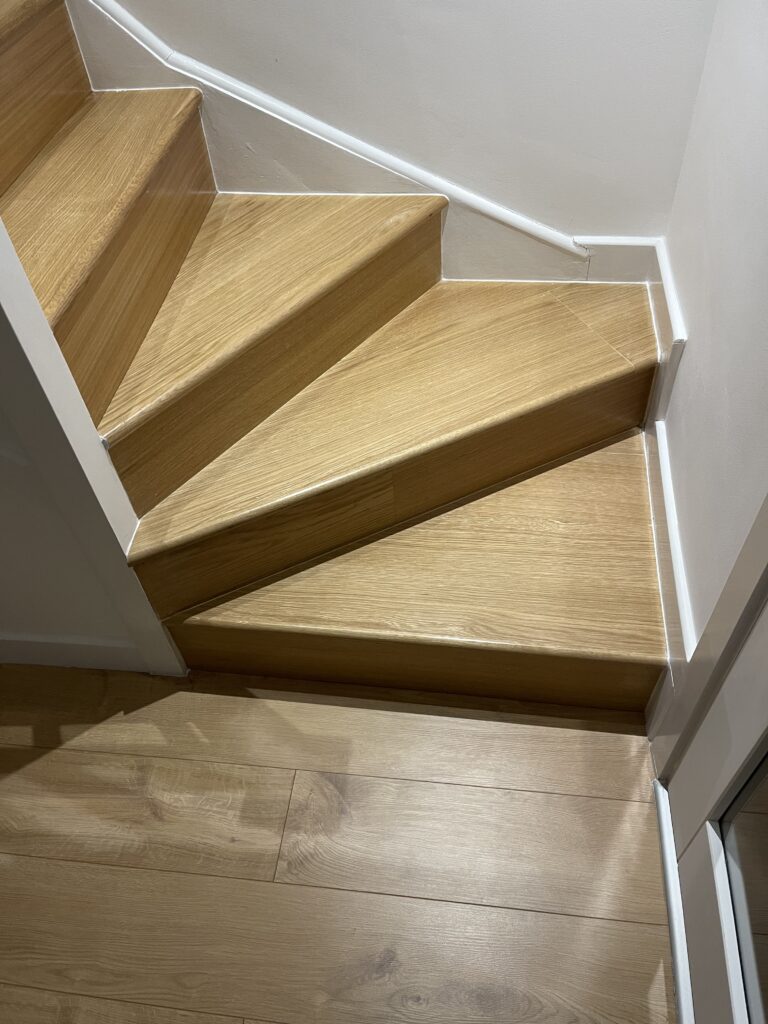 Modern staircase installation in refurbished home